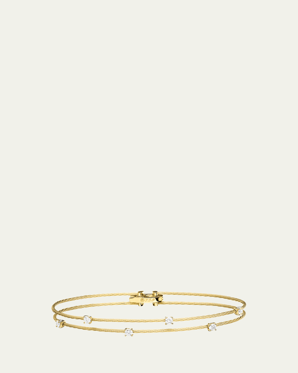 Unity Double 18k Gold 6-Diamond Bracelet, 7"